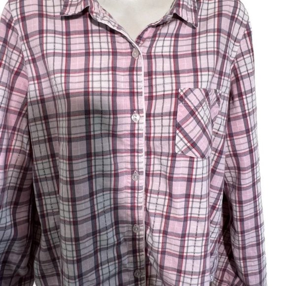 Victoria Secret Pink Plaid Button Down Shirt/Top - Picture 4 of 10